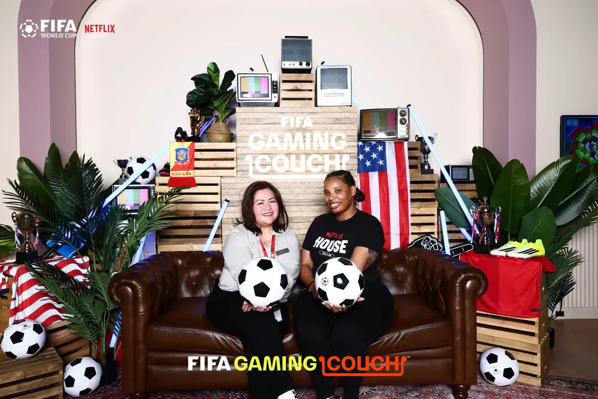 Chrissy at the FIFA Gaming Couch Netflix Games event